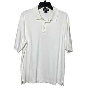 Lands' End Active Polo Shirt Short Sleeve White 100%‎ Cotton Men's Size Medium